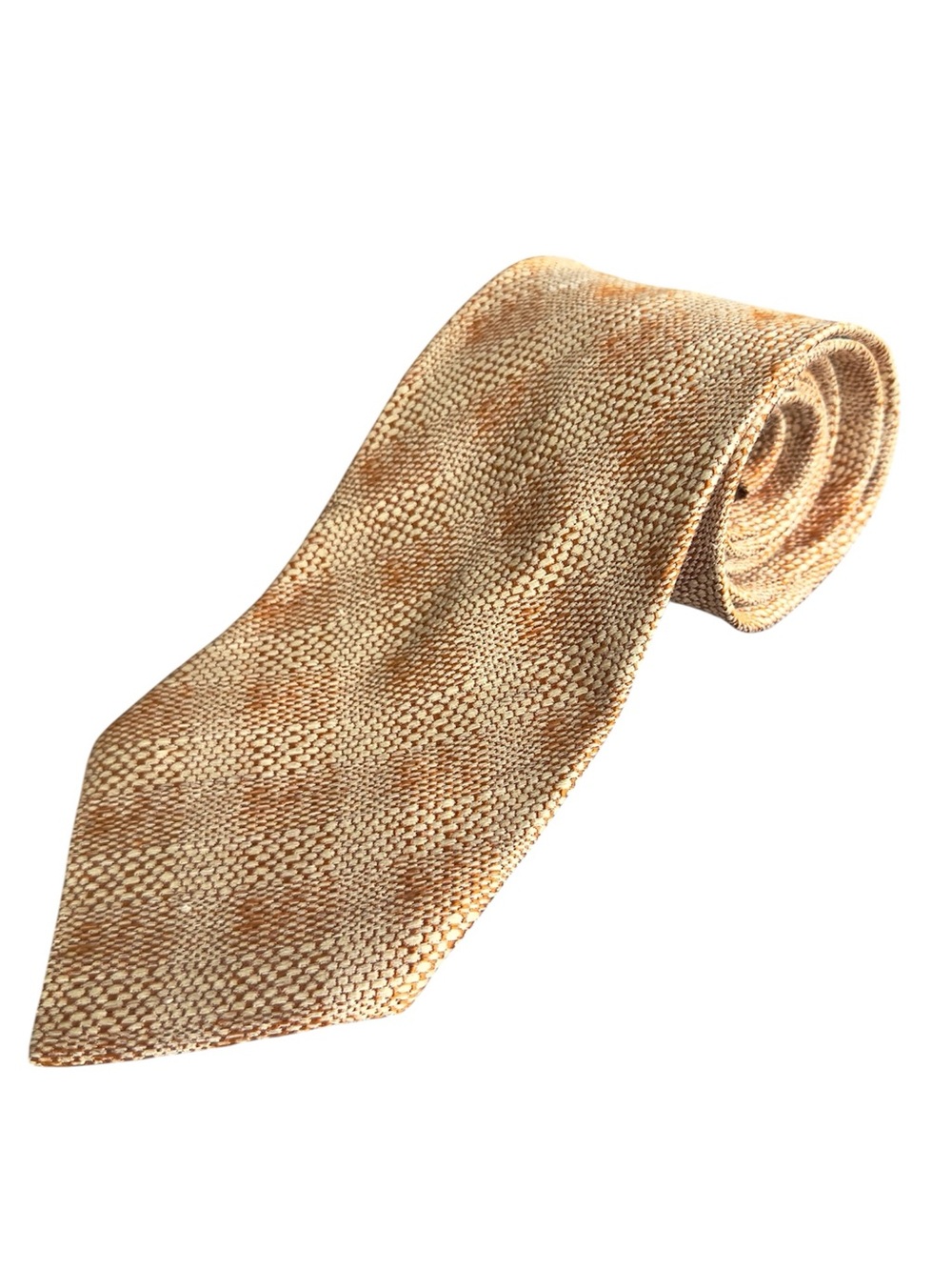 Missoni Silk Flax Tie Rust Orange Cream Woven Designer Necktie Made In Italy